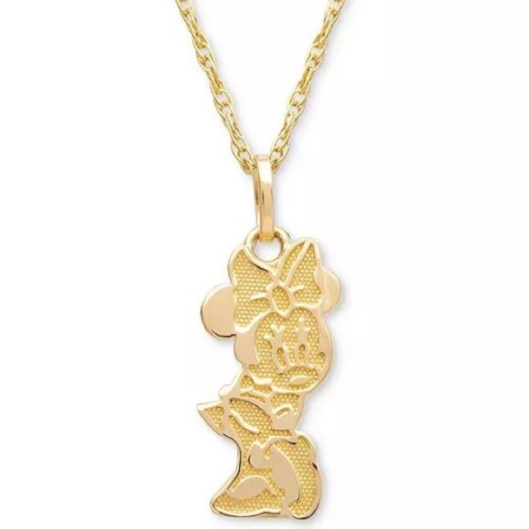 Disney Jewelry - 14k gold Minnie Mouse Disney necklace on 17” 14k gold chain
